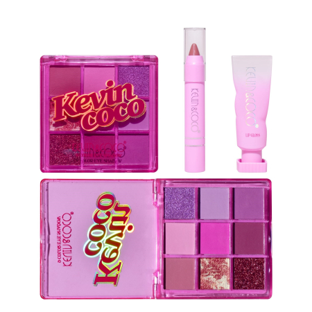 Set 3 Produse de Machiaj, KEVIN &amp; COCO, Pink Ice Star, 9 culori, 15.5 x 13 x 3.4 cm [7]