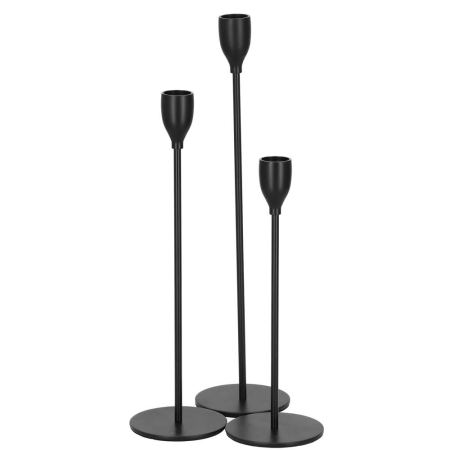 Set 3 suporturi de lumanare din metal, 23, 28 si 33cm, negru [1]