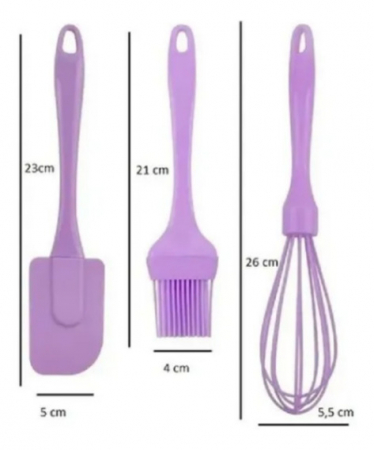 Set 3 Ustensile pentru Gatit, Spatula, Pensula si Tel, din Silicon Premium, Turcoaz, Original Deals® [5]