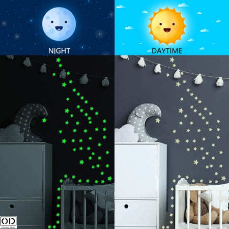 Set 384 Stelute Fosforescente Auto Adezive, 4 Dimensiuni cu Iluminare Indelungata, PVC, Premium, Original Deals® [7]