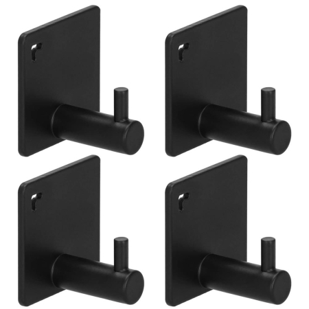 Set 4 agatatori tip cuier pentru baie, sistem fixare inclus, aluminiu, negru [0]