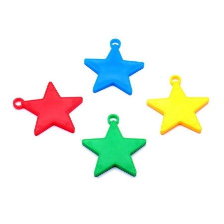 Accesorii Baloane - Set 4 Greutati pentru Baloanele cu Heliu, , 32 grame, 8 grame Fiecare, Plastic, Forma Stelute, Multicolor