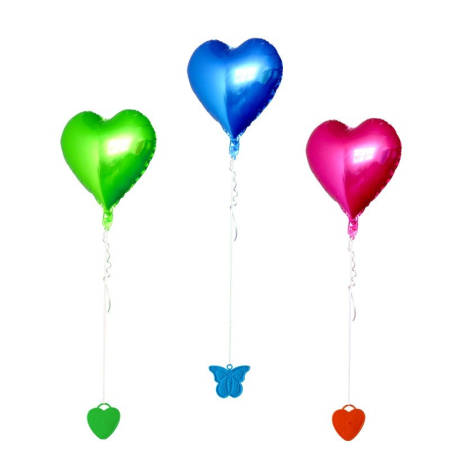 Set 4 Greutati pentru Baloanele cu Heliu, , 60 grame, 15 grame fiecare, Plastic, Forma Inima, Multicolor [3]