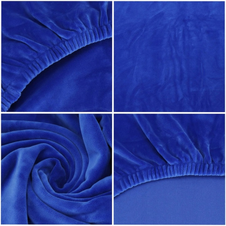 Husa pentru scaun catifelata, marime universala, poliester si spandex, albastru inchis [2]
