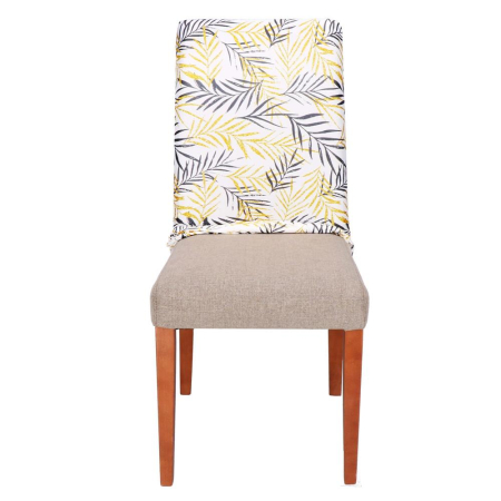 Husa pentru scaun, marime universala, poliester si spandex, 38x70cm, alb, gri si galben [12]