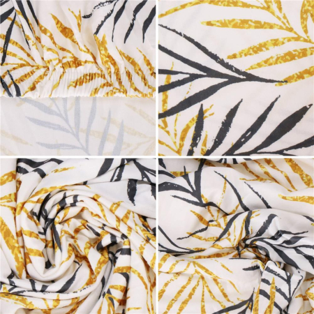 Husa pentru scaun, marime universala, poliester si spandex, 38x70cm, alb, gri si galben [14]