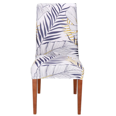 Husa pentru scaun, marime universala, poliester si spandex, 38x70cm, alb, nuante de bleumarin, galben [13]