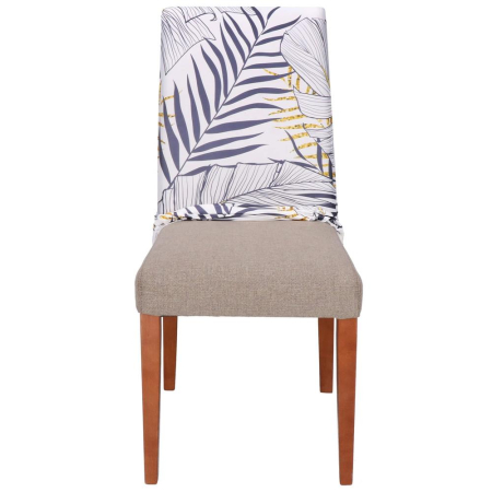 Husa pentru scaun, marime universala, poliester si spandex, 38x70cm, alb, nuante de bleumarin, galben [12]