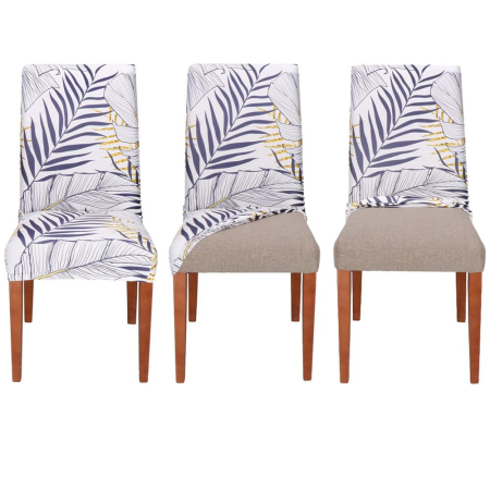 Husa pentru scaun, marime universala, poliester si spandex, 38x70cm, alb, nuante de bleumarin, galben [4]