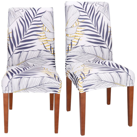 Husa pentru scaun, marime universala, poliester si spandex, 38x70cm, alb, nuante de bleumarin, galben [1]