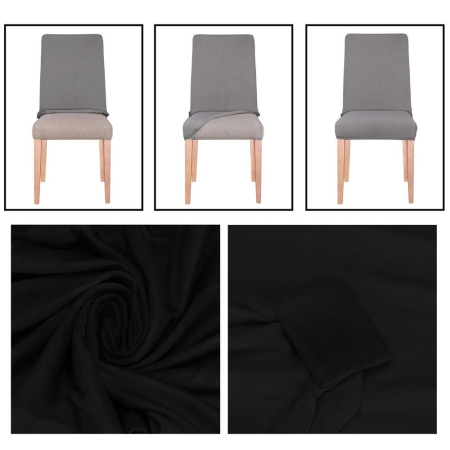 Set 4 huse pentru scaune de evenimente, marime universala, poliester si spandex, negru [10]