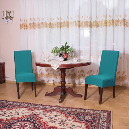 Set 4 huse universale pentru scaun, marime universala, poliester si spandex, 45 cm x 60 cm, albastru marin [2]