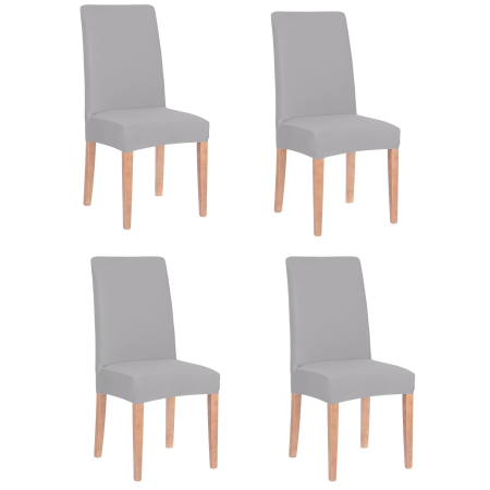 Disponibil livrare locker S - Set 4 huse universale pentru scaun, marime universala, poliester si spandex, 45 x 60 cm, gri