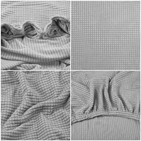 Set 4 huse universale pentru scaun, marime universala, poliester si spandex, 45 x 60 cm, gri cu carouri [4]