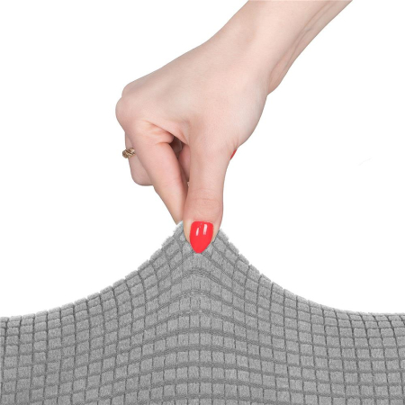 Set 4 huse universale pentru scaun, marime universala, poliester si spandex, 45 x 60 cm, gri cu carouri [2]