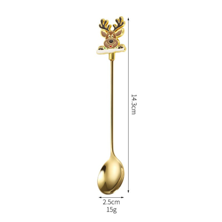 Set 4 Lingurite, , Tema Craciun, Model Carry The Merry, 4 Modele, din Otel Inoxidabil, 19.5 x 16 x 2 cm, Multicolor [7]