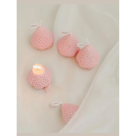 Set 4 Lumanari Parfumate, , Model Capsunici, Ardere 30 min, 52g, 6.3 x 6.3 x 3.8 cm, Roz [2]