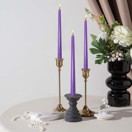 Set 4 Lumanari, , pentru Suport de Masa, Fara Miros si Fum, din Parafina, 2.2 x 25 cm, Mov [2]