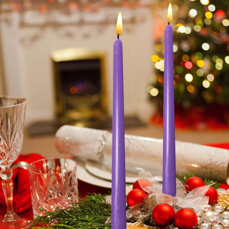 Set 4 Lumanari, , pentru Suport de Masa, Fara Miros si Fum, din Parafina, 2.2 x 25 cm, Mov [3]