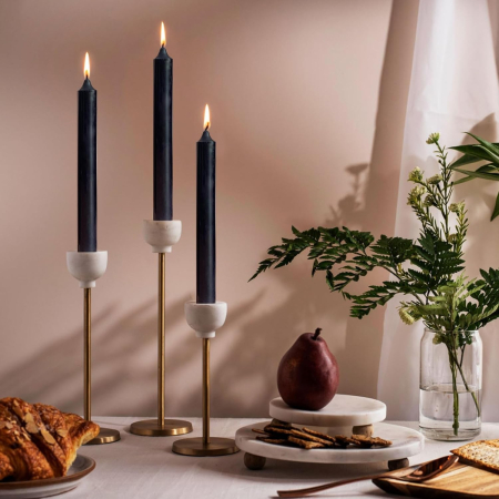 Set 4 Lumanari, , pentru Suport de Masa, Fara Miros si Fum, din Parafina, 2.2 x 25 cm, Negru [3]