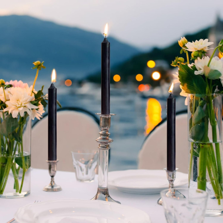 Set 4 Lumanari, , pentru Suport de Masa, Fara Miros si Fum, din Parafina, 2.2 x 25 cm, Negru [2]