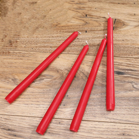 Set 4 Lumanari, , pentru Suport de Masa, Fara Miros si Fum, din Parafina, 2.2 x 25 cm, Rosu [2]
