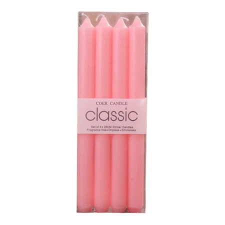 Lumanari - Set 4 Lumanari, , pentru Suport de Masa, Fara Miros si Fum, din Parafina, 2.2 x 25 cm, Roz