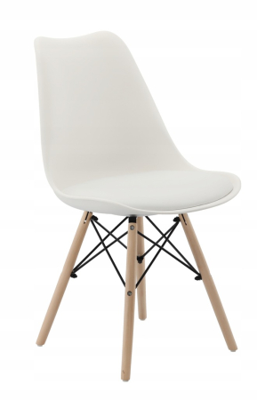 Set 4 scaune de bucatarie, design scandinav modern, sezut cu burete, alb [3]