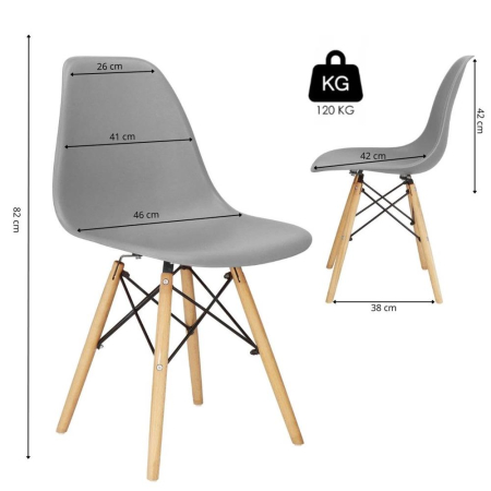 Scaun dining Scandinav pentru bucatarie, 38x42x82cm, gri inchis [16]