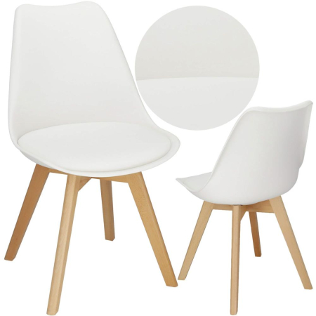 Set 4 scaune dining Verdhe pentru bucatarie cu perna tapitata cu piele ecologica, 44x82cm, alb [1]