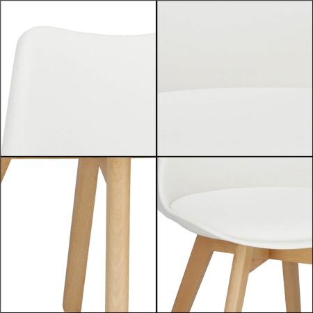 Set 4 scaune dining Verdhe pentru bucatarie cu perna tapitata cu piele ecologica, 44x82cm, alb [10]