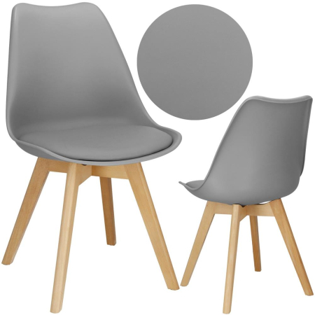 Set 4 scaune dining Verdhe pentru bucatarie cu perna tapitata cu piele ecologica, 44x82cm, gri [14]