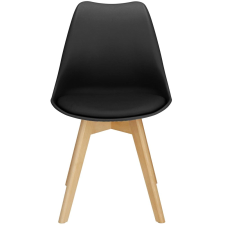 Set 4 scaune dining Verdhe pentru bucatarie cu perna tapitata cu piele ecologica, 44x82cm, negru [10]