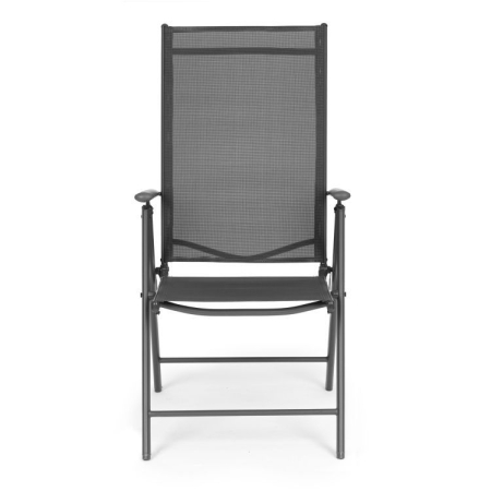 Set 4 scaune gradina 70x57x106 cm, pliante cu spatar reglabil 7 pozitii, structura otel si textilena, gri [6]