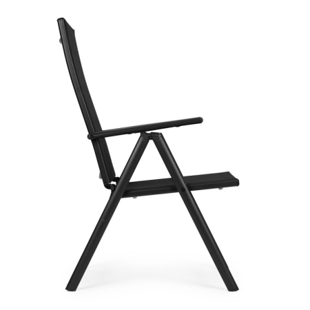 Set 4 scaune gradina 70x57x106 cm, pliante cu spatar reglabil 7 pozitii, structura otel si textilena, negru [7]