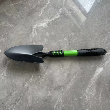 Set 4 Unelte de Gradina , pentru Plantare, Prelucrare Sol si Ingrijire Plante, Material PVC Carbon, Grebla, Sapaliga cu Cap Dublu, Lopata Mica, Lopata Lata, 43 x 11 cm, Negru/Verde [3]