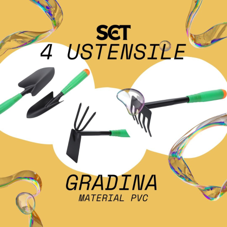 Set 4 Unelte de Gradina , pentru Plantare Prelucrare Sol si Ingrijire Plante, Material PVC si cardboard, 31.5 x 8.5 cm, verde [2]