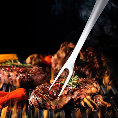 Set 4 ustensile pentru gratar , din otel inoxidabil, cu agatatoare, rezistente la temperaturi ridicate, argintiu [2]