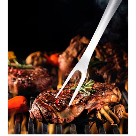 Set 4 ustensile pentru gratar , din otel inoxidabil, cu agatatoare, rezistente la temperaturi ridicate, argintiu [1]