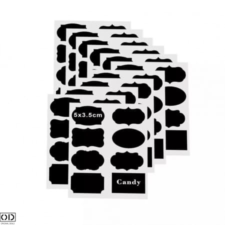 Set 40 de Etichete Autocolante pentru Borcane din Sticla, Caserole din Plastic PVC, Ghivece de Flori, +1 Marker cu Vopsea Alba Inclus [12]