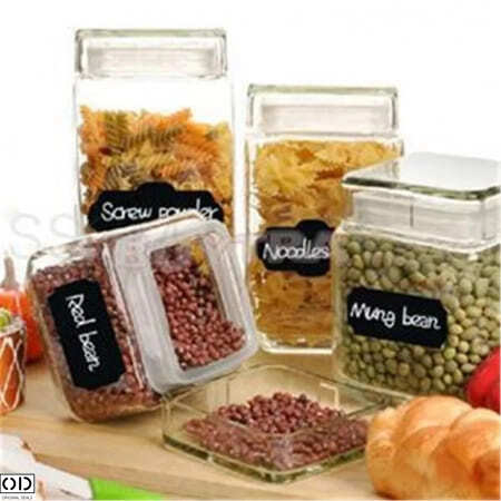 Set 40 de Etichete Autocolante pentru Borcane din Sticla, Caserole din Plastic PVC, Ghivece de Flori, +1 Marker cu Vopsea Alba Inclus [3]