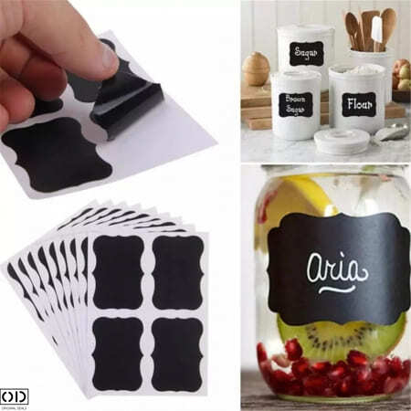 Set 40 de Etichete Autocolante pentru Borcane din Sticla, Caserole din Plastic PVC, Ghivece de Flori, +1 Marker cu Vopsea Alba Inclus [6]