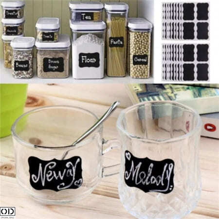 Set 40 de Etichete Autocolante pentru Borcane din Sticla, Caserole din Plastic PVC, Ghivece de Flori, +1 Marker cu Vopsea Alba Inclus [8]