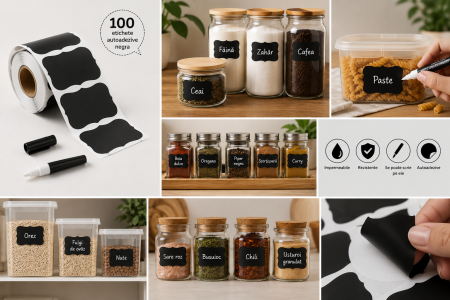 Set 40 Etichete Autocolante cu Marker Alb pentru Borcane si Caserole [14]
