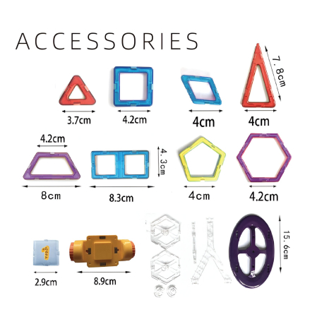 Set 40 Piese Magnetice de Constructie, , Piese Mici, Magnetic Blocks, Forme Geometrice, 3 Ani, ABS, Magnet, 20.5 x 14.5 x 12 cm, Multicolor [1]