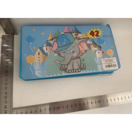 Set 42 Piese de Pictura si Desen, , Tip Penar, Model Elefant, 24.3 x 13 x 3 cm, Albastru [1]