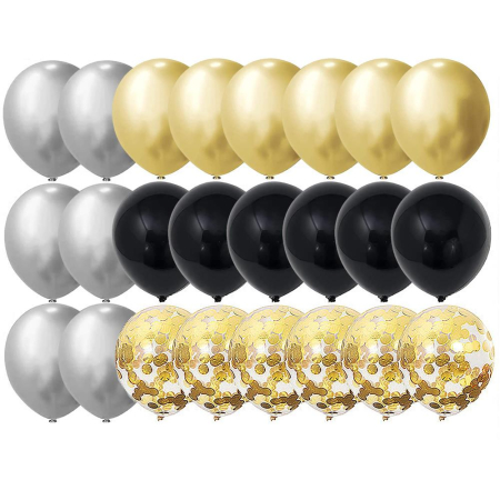 Set 46 baloane si decoratiuni, Happy Birthday, incluse fata de masa si perdea negru auriu [7]