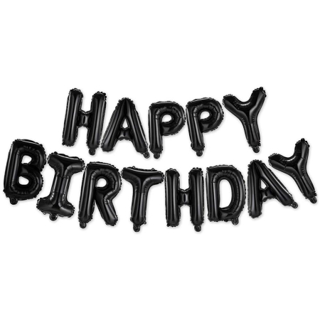 Set 46 baloane si decoratiuni, Happy Birthday, incluse fata de masa si perdea negru auriu [5]