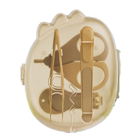 Ingrijire Unghii - Set 4in1 de Ingrijire Unghii pentru Bebelusi, , Cutie de Depozitare Dinozaur Transparent, 0-6 Ani, 11.5 x 9 x 3 cm, Bej