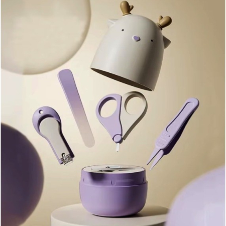 Set 4in1 de Ingrijire Unghii pentru Bebelusi, , Cutie de Depozitare Tip Cerb, 0-6 Ani, 11 x 6 x 11 cm, Mov [4]